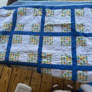 Blue and White Patchwork Quilt